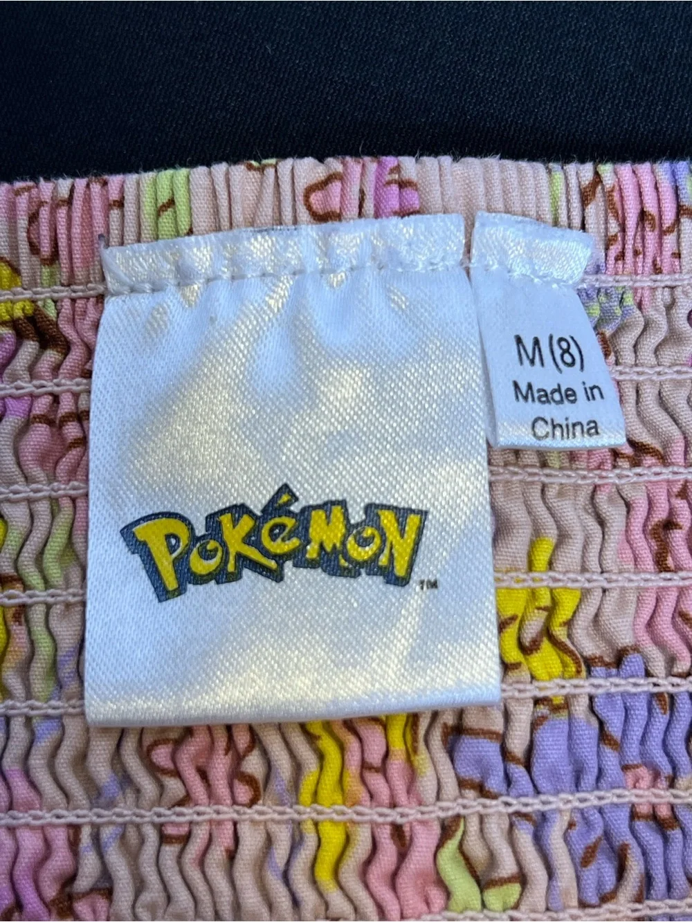 Pokémon Pikachu Print Girls Smocked Back Fit & Flare Floral Dress Sz 8
